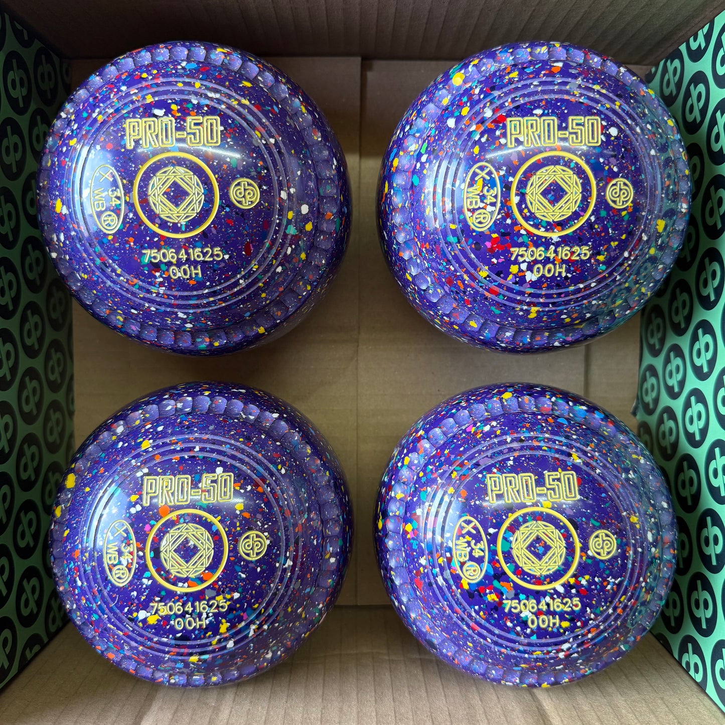Drakes Pride PRO-50 - Size 00H - Purple Harlequin (Yellow Rings) - WB34 Stamp