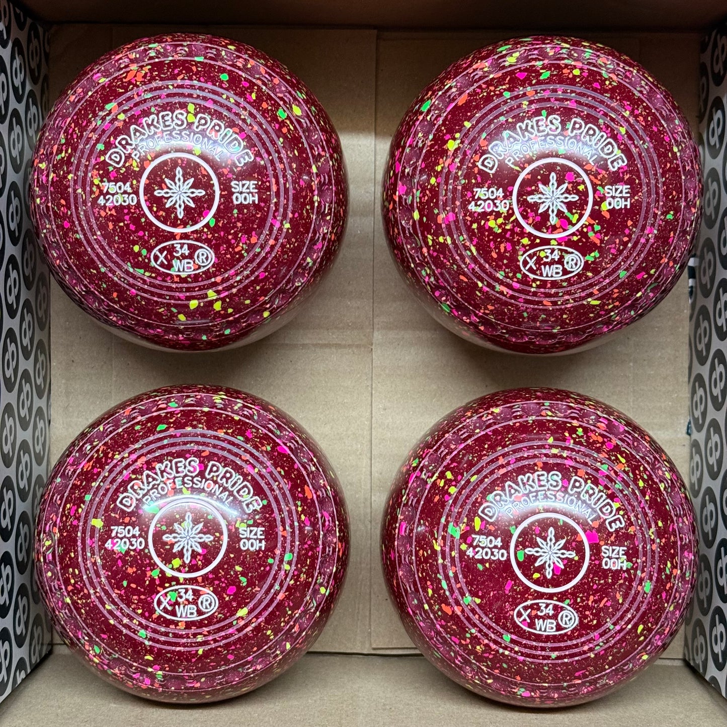 Drakes Pride Professional - Size 00H - Maroon Fluorescent Harlequin (White Rings) - WB34 Stamp