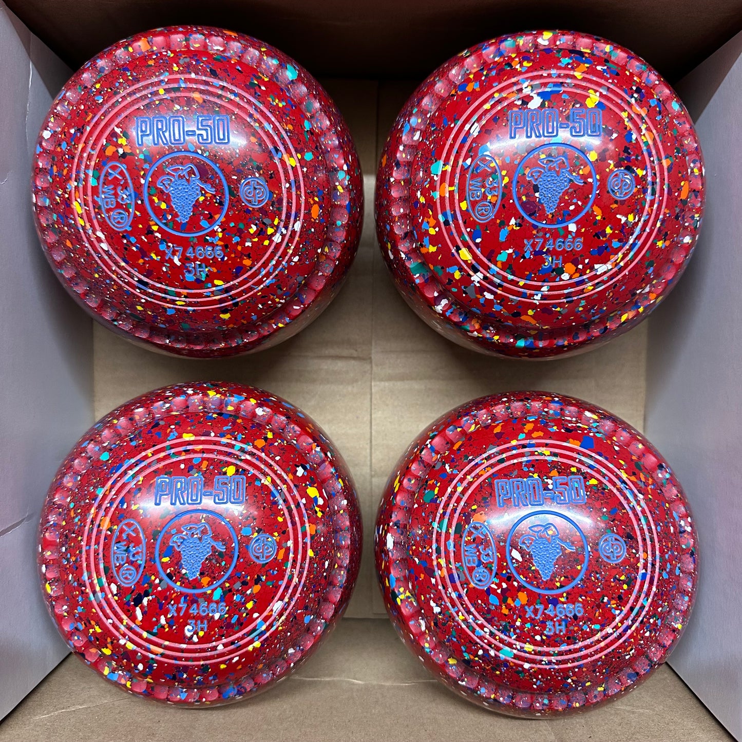 Drakes Pride PRO-50 - Size 3H - Red Harlequin (Blue Rings) - WB33 Stamp