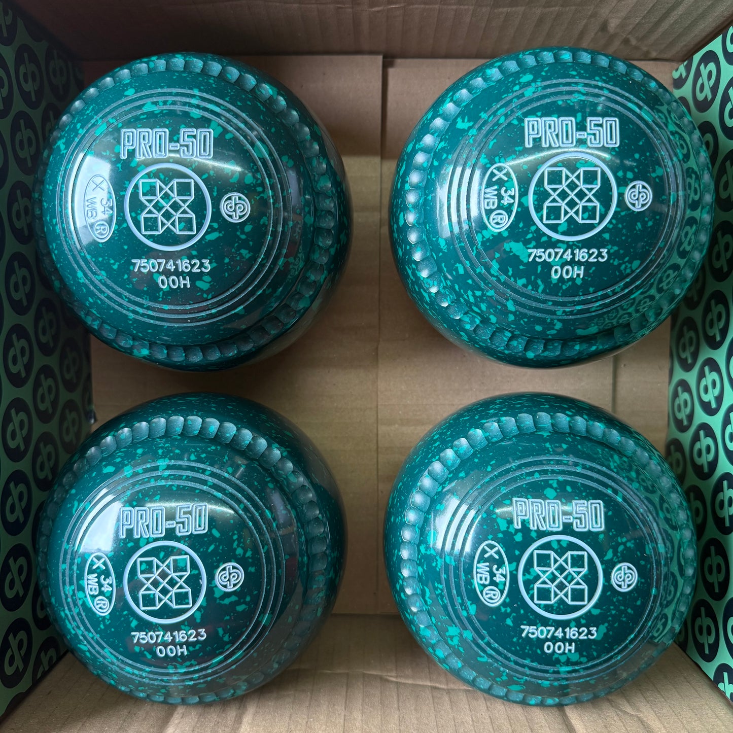 Drakes Pride PRO-50 - Size 00H - Dark Green/Green (Light Blue Rings) - WB34 Stamp