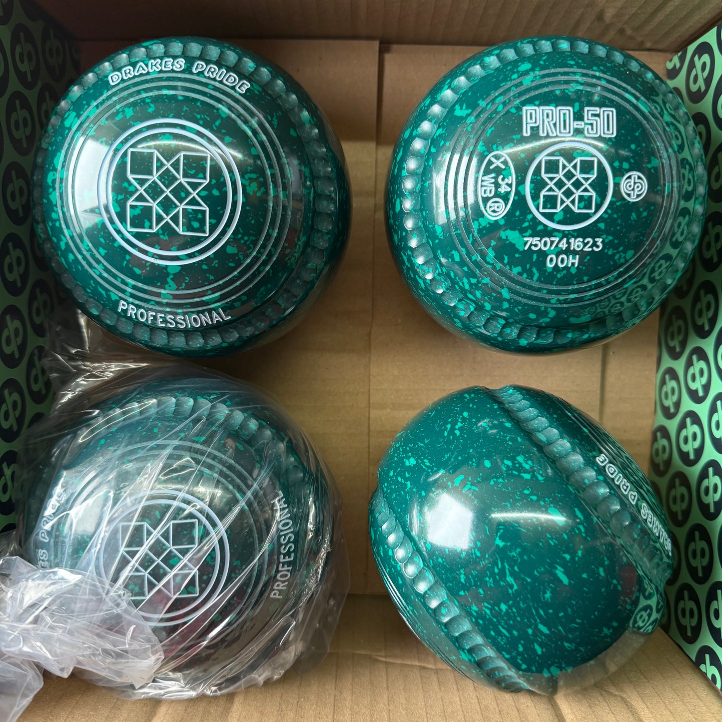 Drakes Pride PRO-50 - Size 00H - Dark Green/Green (Light Blue Rings) - WB34 Stamp
