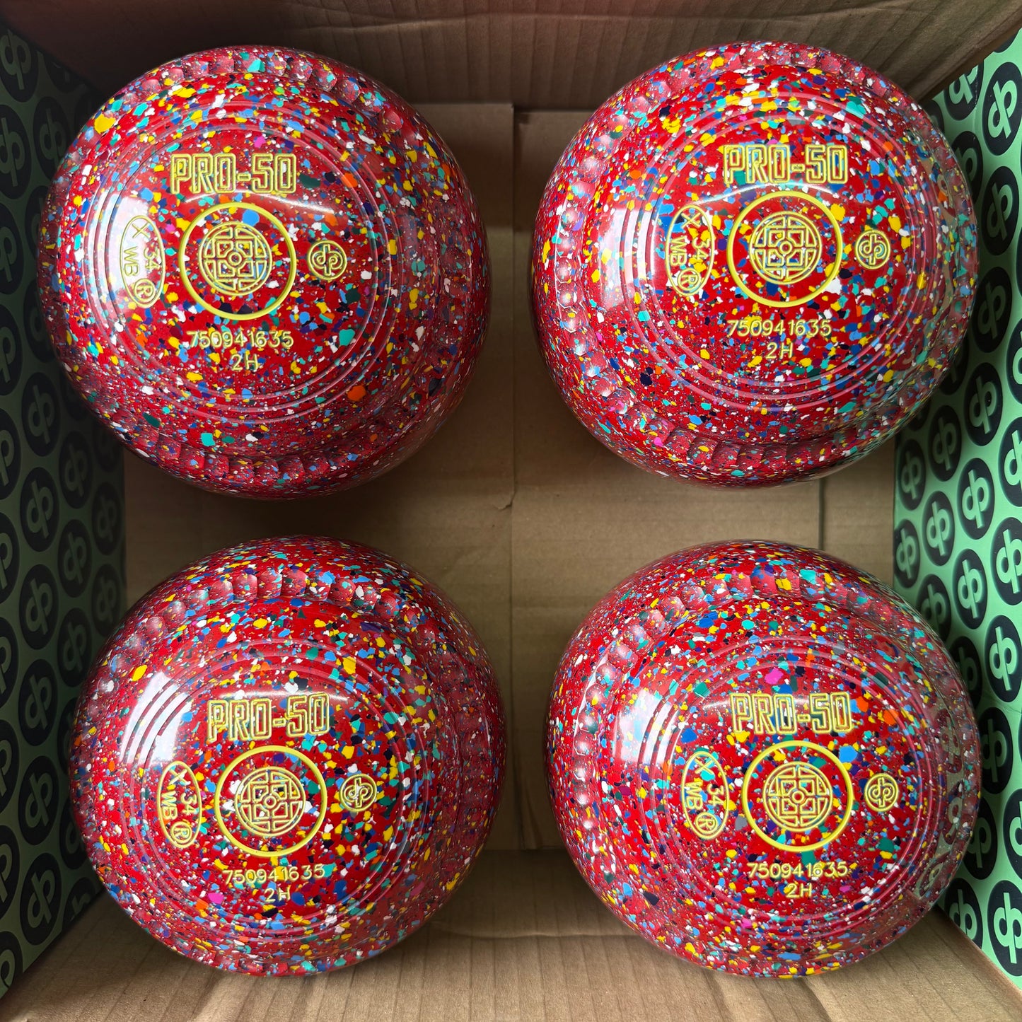 Drakes Pride PRO-50 - Size 2H - Red Harlequin (Yellow Rings) - WB34 Stamp
