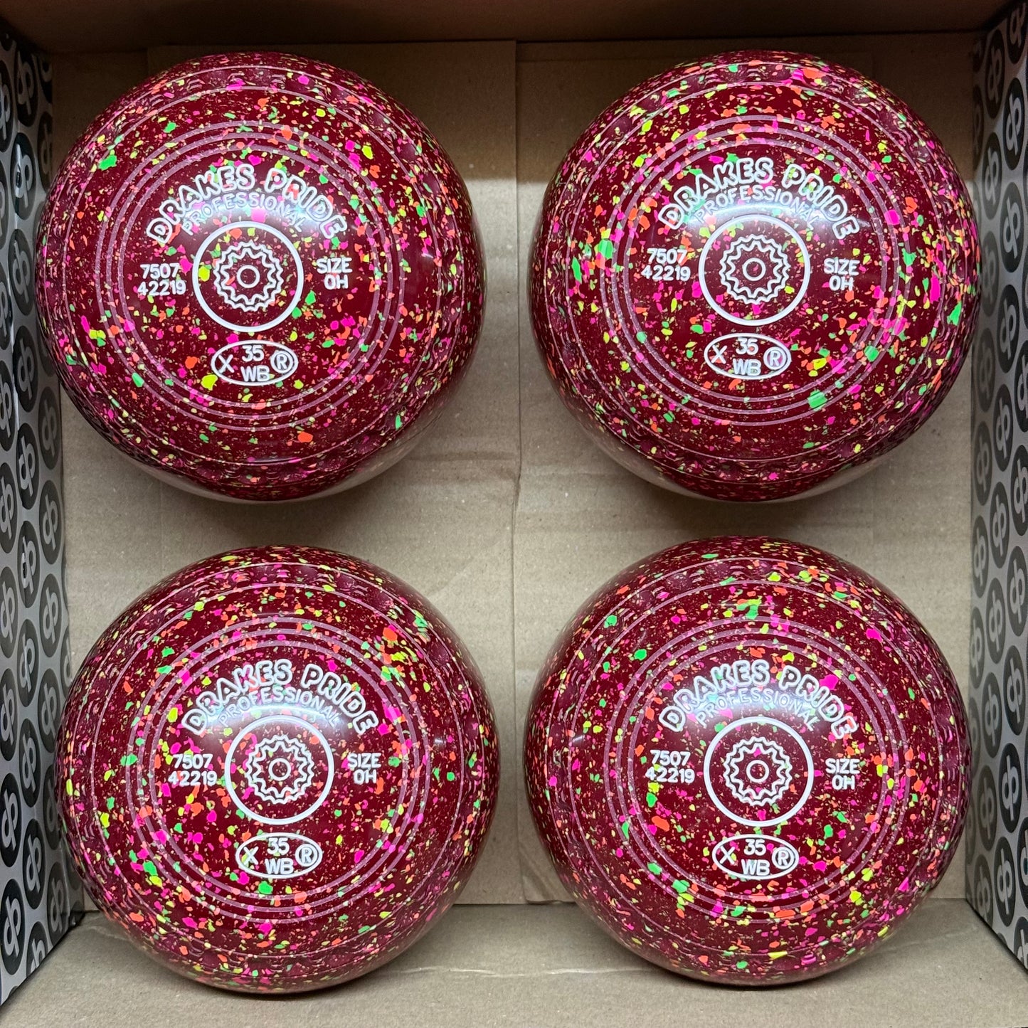 Drakes Pride Professional - Size 0H - Maroon Fluorescent Harlequin (White Rings) - WB35 Stamp