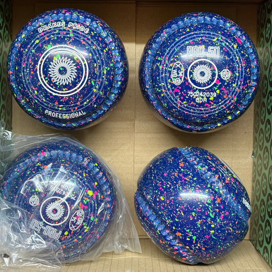 Drakes Pride PRO-50 - Size 00H - Mid Blue Fluorescent Harlequin (White Rings) - WB34 Stamp