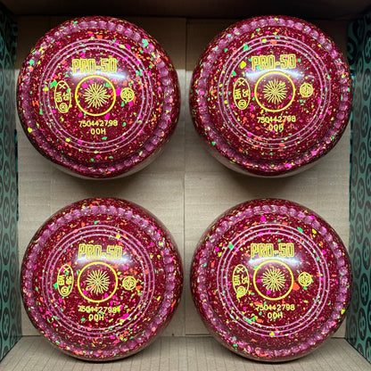Drakes Pride PRO-50 - Size 00H - Maroon Fluorescent Harlequin (Yellow Rings) - WB35 Stamp