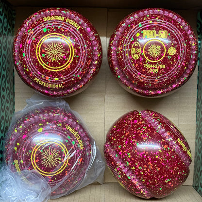 Drakes Pride PRO-50 - Size 00H - Maroon Fluorescent Harlequin (Yellow Rings) - WB35 Stamp