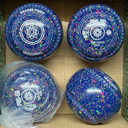 Drakes Pride PRO-50 - Size 00H - Mid Blue Fluorescent Harlequin (White Rings) - WB35 Stamp