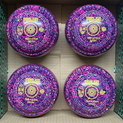 Drakes Pride PRO-50 - Size 000H - Dark Blue/Blue Fluorescent Harlequin (Yellow Rings) - WB35 Stamp