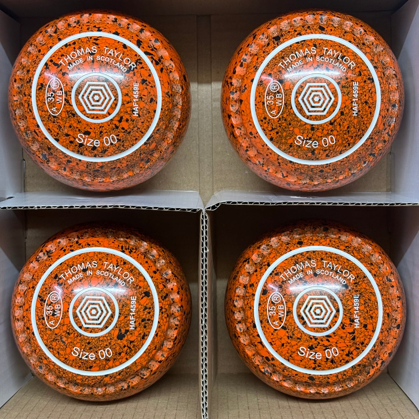 Taylor Ace with Xtreme Grip - Size 00 - Orange/Black (White Rings) - WB35 Stamp