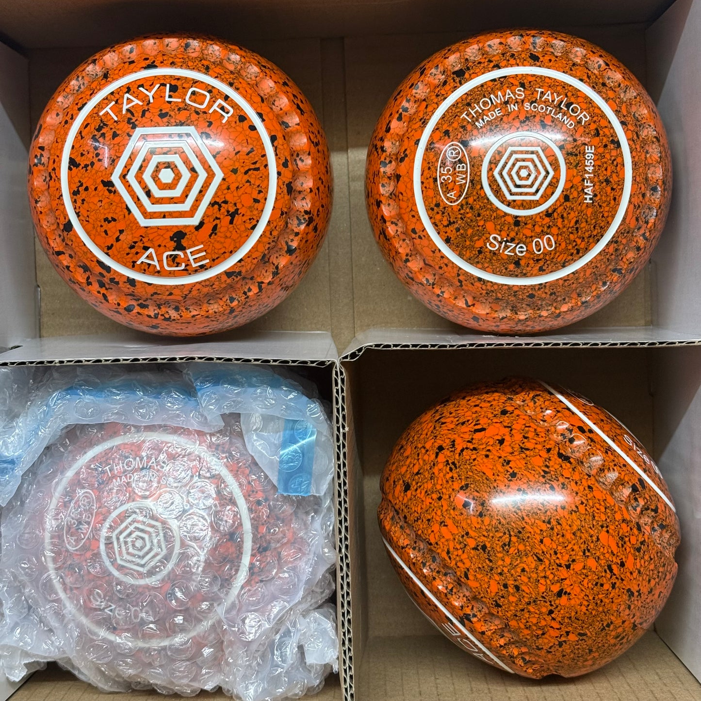 Taylor Ace with Xtreme Grip - Size 00 - Orange/Black (White Rings) - WB35 Stamp