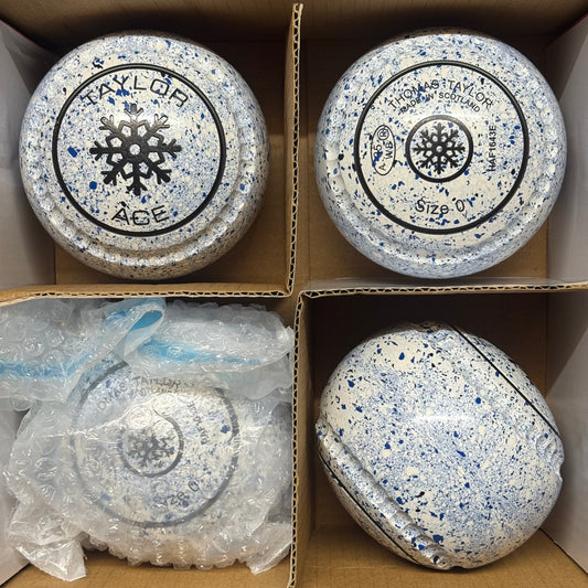Taylor Ace with Xtreme Grip - Size 0 - White/Sky Blue (Black Rings) - WB35 Stamp