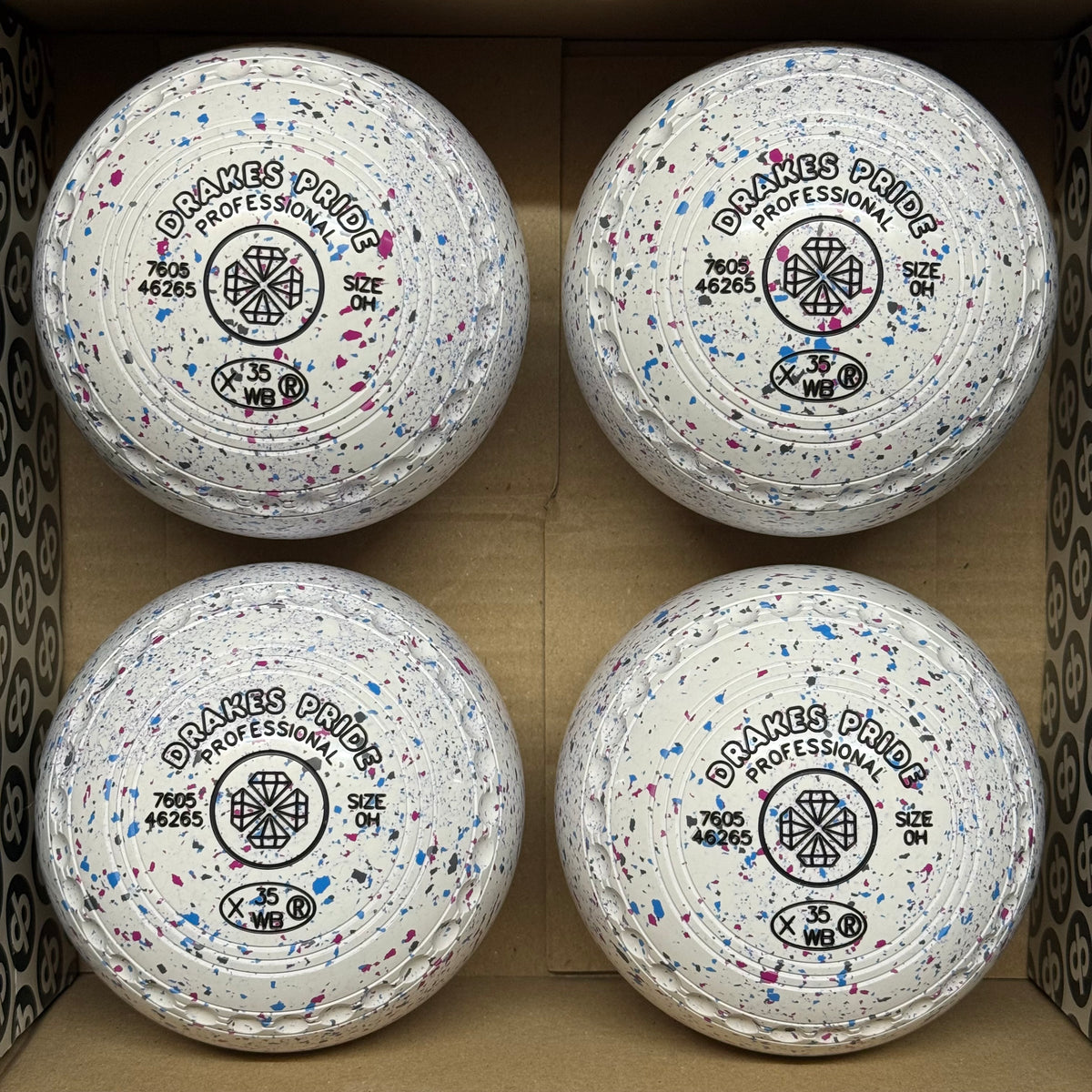 Drakes Pride Professional - Size 0H - White/Pink/Sky Blue/Grey (Black Rings) - WB35 Stamp