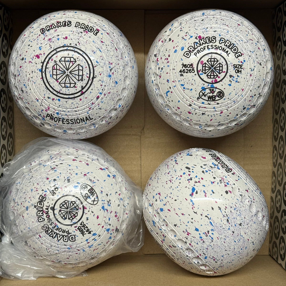 Drakes Pride Professional - Size 0H - White/Pink/Sky Blue/Grey (Black Rings) - WB35 Stamp