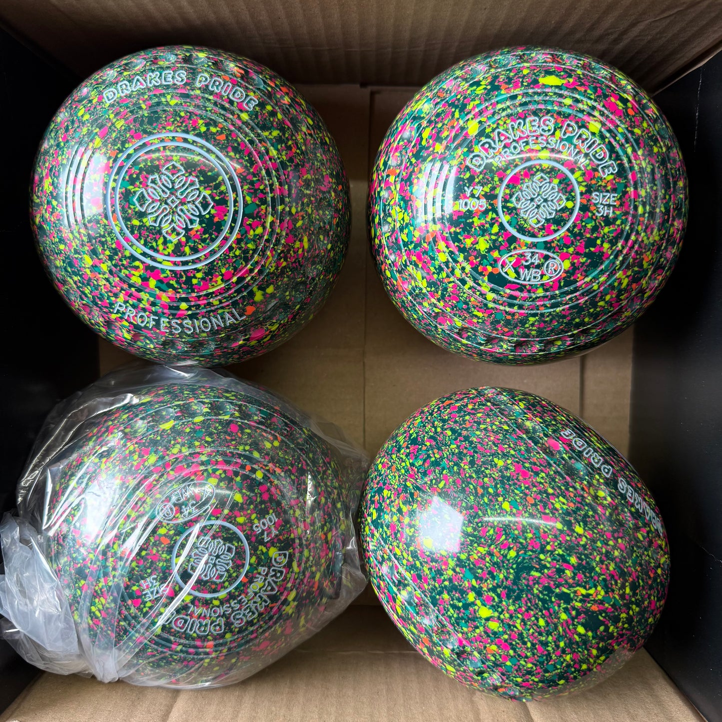 Drakes Pride Professional - Size 3H - Dark Green/Green Fluorescent Harlequin (Blue Rings) - WB34 Stamp